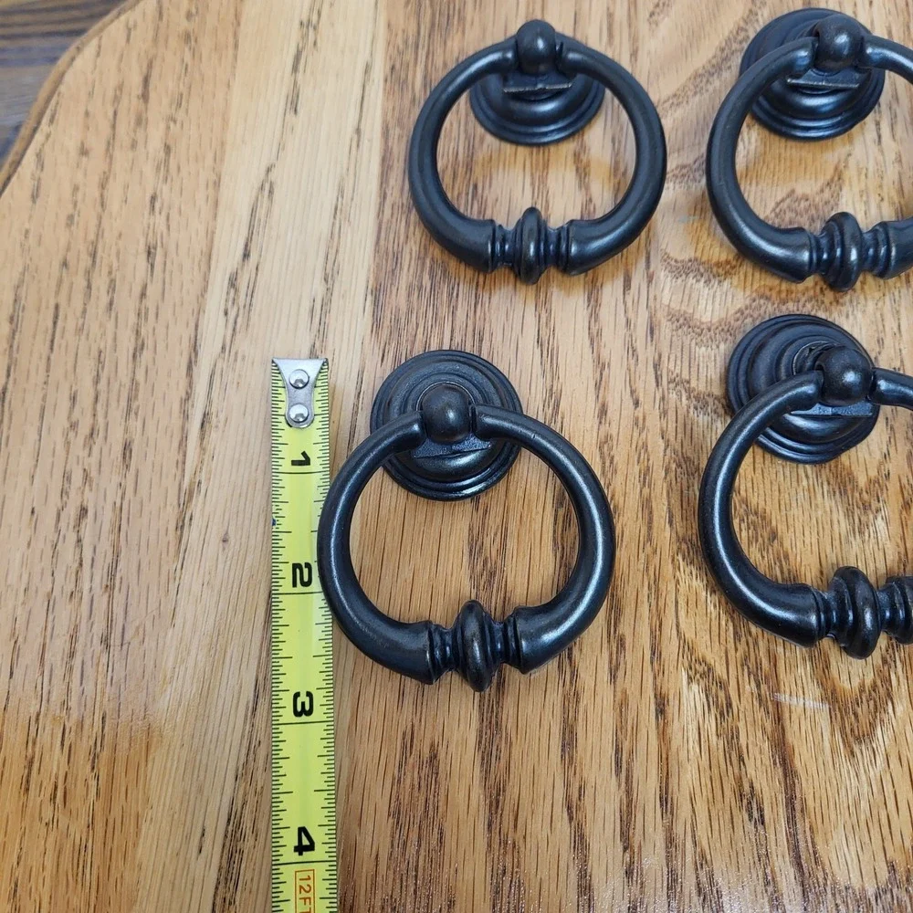 Bronze Drop‎ Bail With Back Plate Ring Pull Dresser Cabinet Hardware Set Of 6
